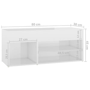 Παπουτσοθήκη Γυαλιστερή Λευκή 80 x 30 x 45 εκ. από Επεξ. Ξύλο