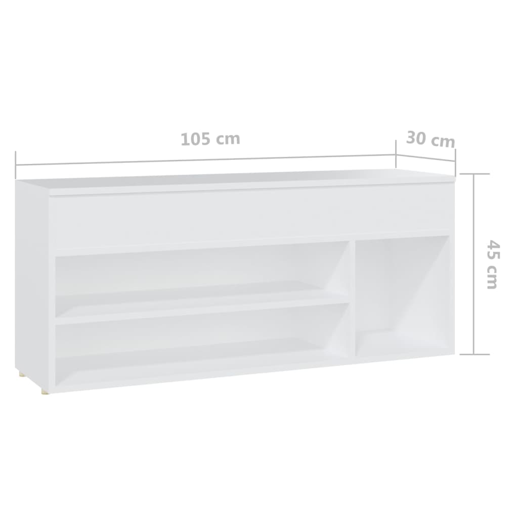 Παπουτσοθήκη Λευκή 105 x 30 x 45 εκ. από Επεξ. Ξύλο