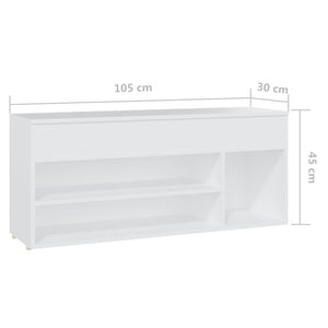 Παπουτσοθήκη Λευκή 105 x 30 x 45 εκ. από Επεξ. Ξύλο
