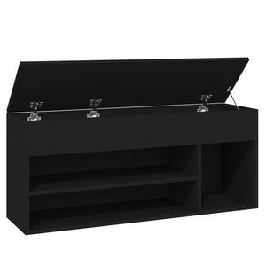 Παπουτσοθήκη Μαύρη 105 x 30 x 45 εκ. από Επεξ. Ξύλο