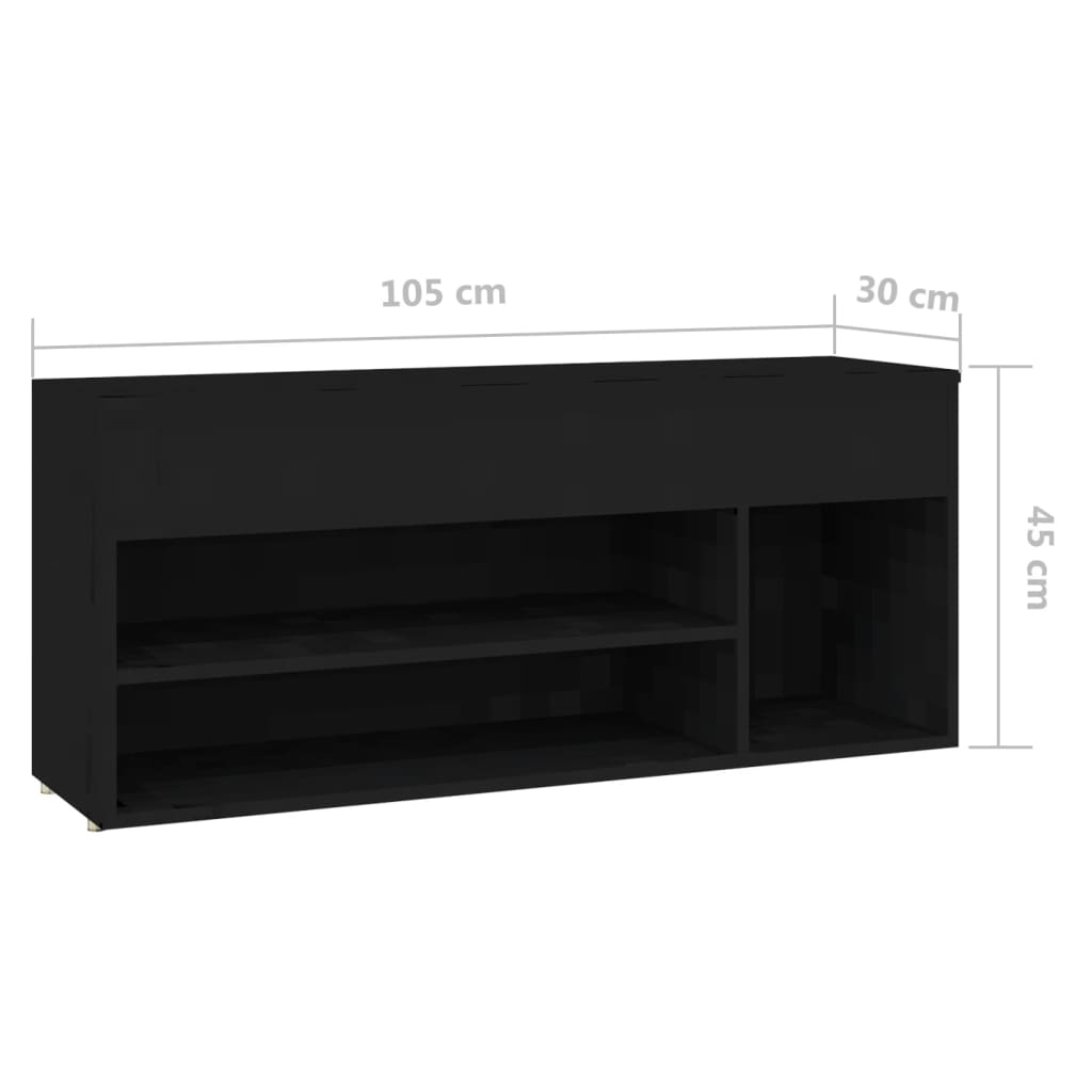 Παπουτσοθήκη Μαύρη 105 x 30 x 45 εκ. από Επεξ. Ξύλο
