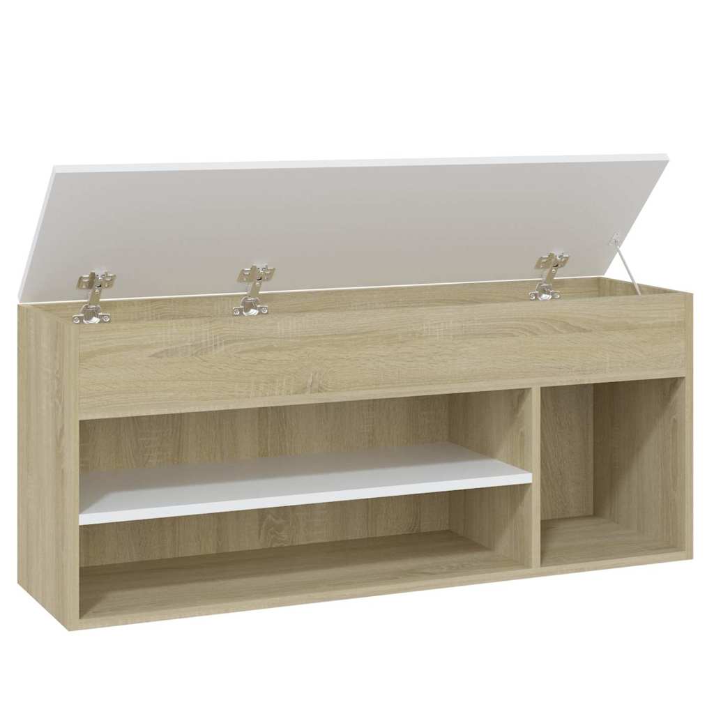 Παπουτσοθήκη Λευκή/Sonoma Δρυς 105 x 30 x 45 εκ. Μοριοσανίδα