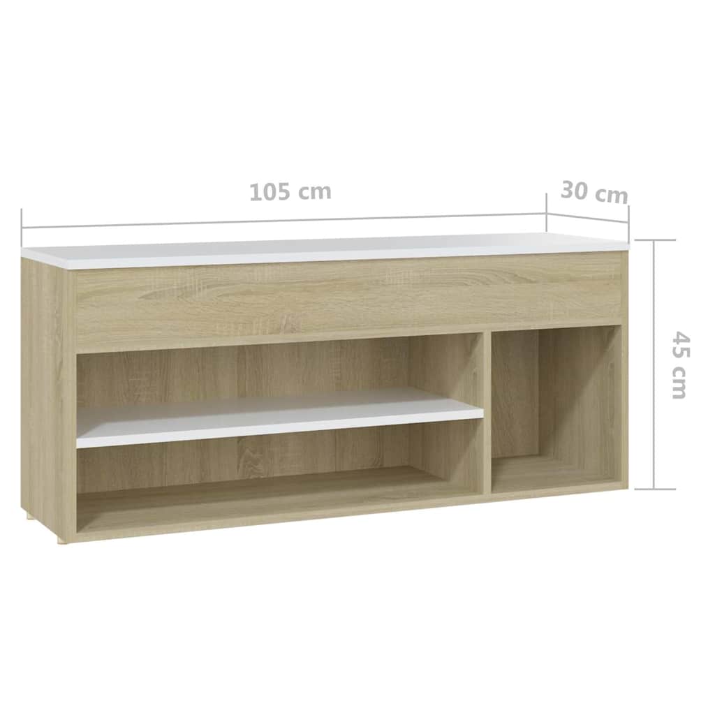 Παπουτσοθήκη Λευκή/Sonoma Δρυς 105 x 30 x 45 εκ. Μοριοσανίδα