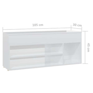 Παπουτσοθήκη Γυαλιστερή Λευκή 105 x 30 x 45 εκ. από Επεξ. Ξύλο