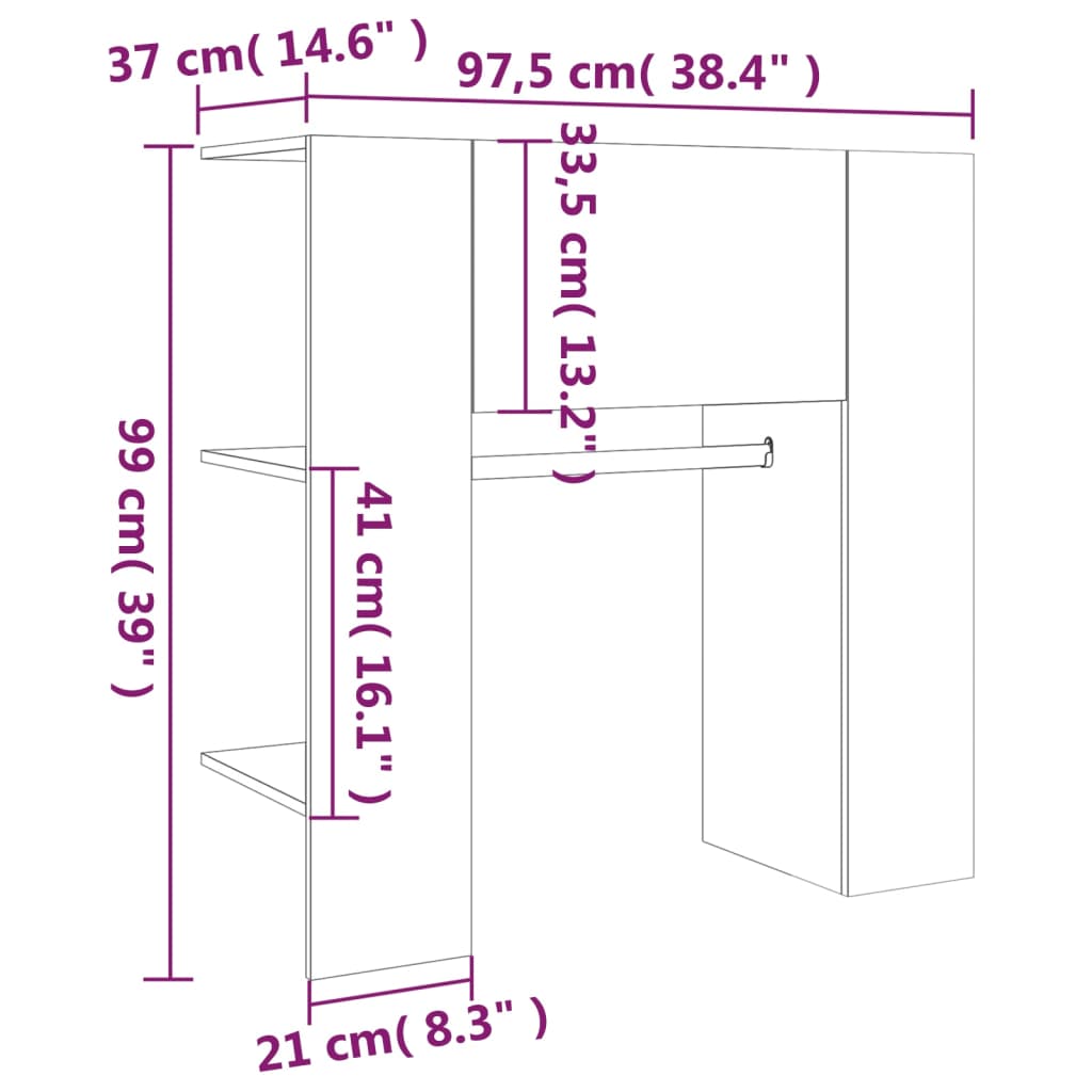 Ντουλάπι Διαδρόμου Γκρι σκυροδέματος 97,5x37x99εκ.Επεξεργ. Ξύλο - Pakobazaar