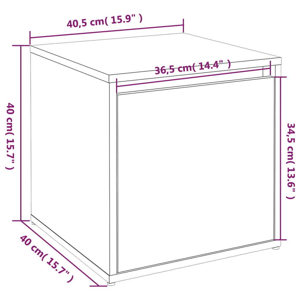 Κουτί με Συρτάρι Γυαλ. Λευκό 40,5x40x40εκ. Επεξεργασμένο Ξύλο