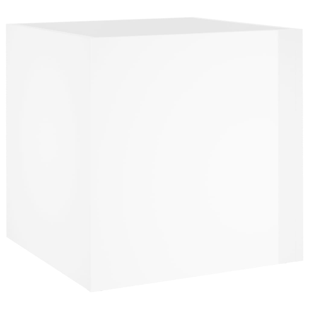Ζαρντινιέρα Γυαλιστερή Λευκή 40x40x40 εκ. Επεξεργασμένο Ξύλο