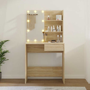 Μπουντουάρ με LED Sonoma Δρυς 74,5x40x141 εκ. Επεξ. Ξύλο - Pakobazaar