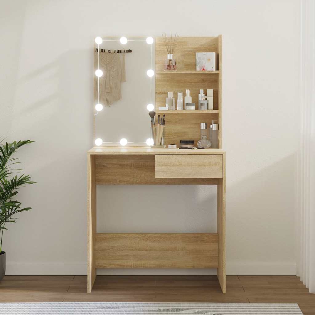 Μπουντουάρ με LED Sonoma Δρυς 74,5x40x141 εκ. Επεξ. Ξύλο - Pakobazaar