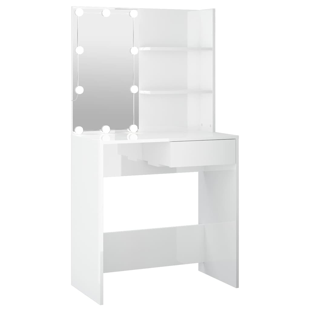 Μπουντουάρ με LED Γυαλιστερό Λευκό 74,5 x 40 x 141 εκ. - Pakobazaar