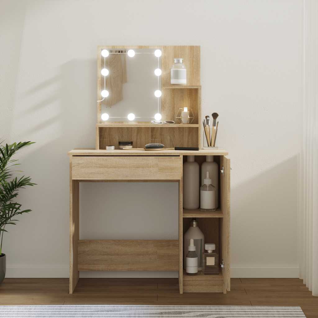 Μπουντουάρ με LED Sonoma Δρυς 86,5x35x136 εκ. - Pakobazaar