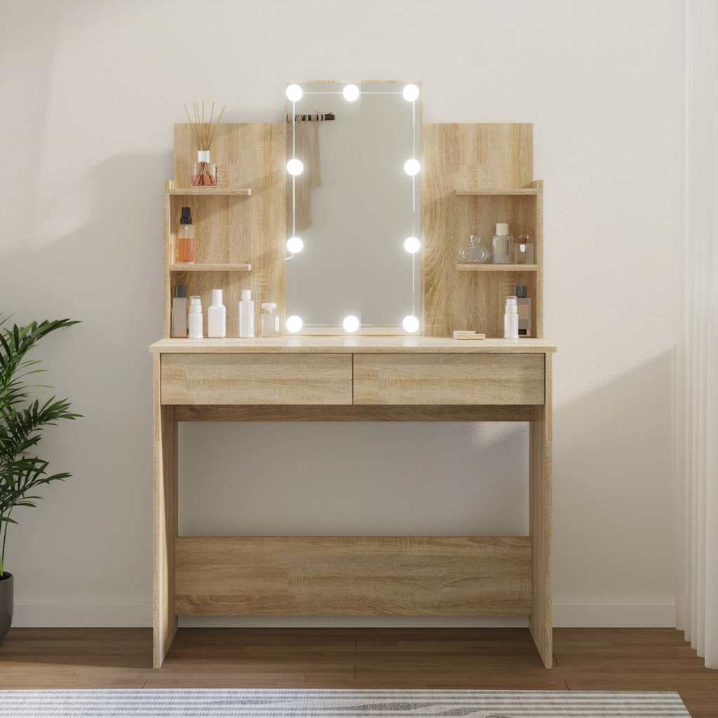 Μπουντουάρ με LED Sonoma Δρυς 96x40x142 εκ.