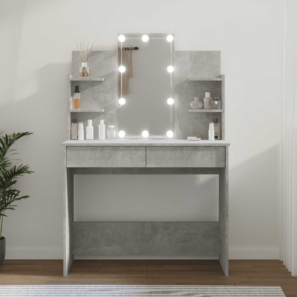Μπουντουάρ με LED Γκρι Σκυροδέματος 96x40x142 εκ. - Pakobazaar
