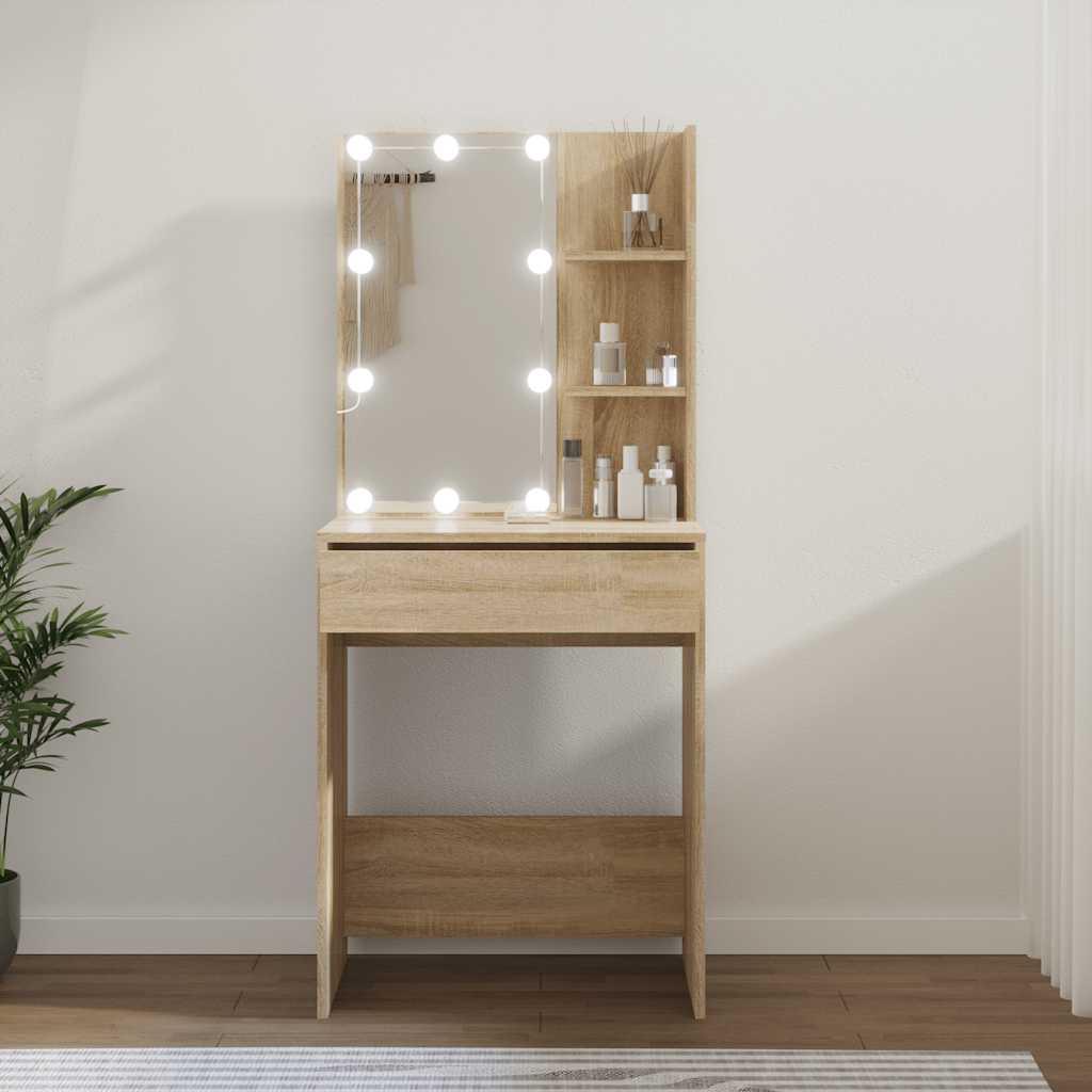 Μπουντουάρ με LED Sonoma Δρυς 60x40x140 εκ. - Pakobazaar