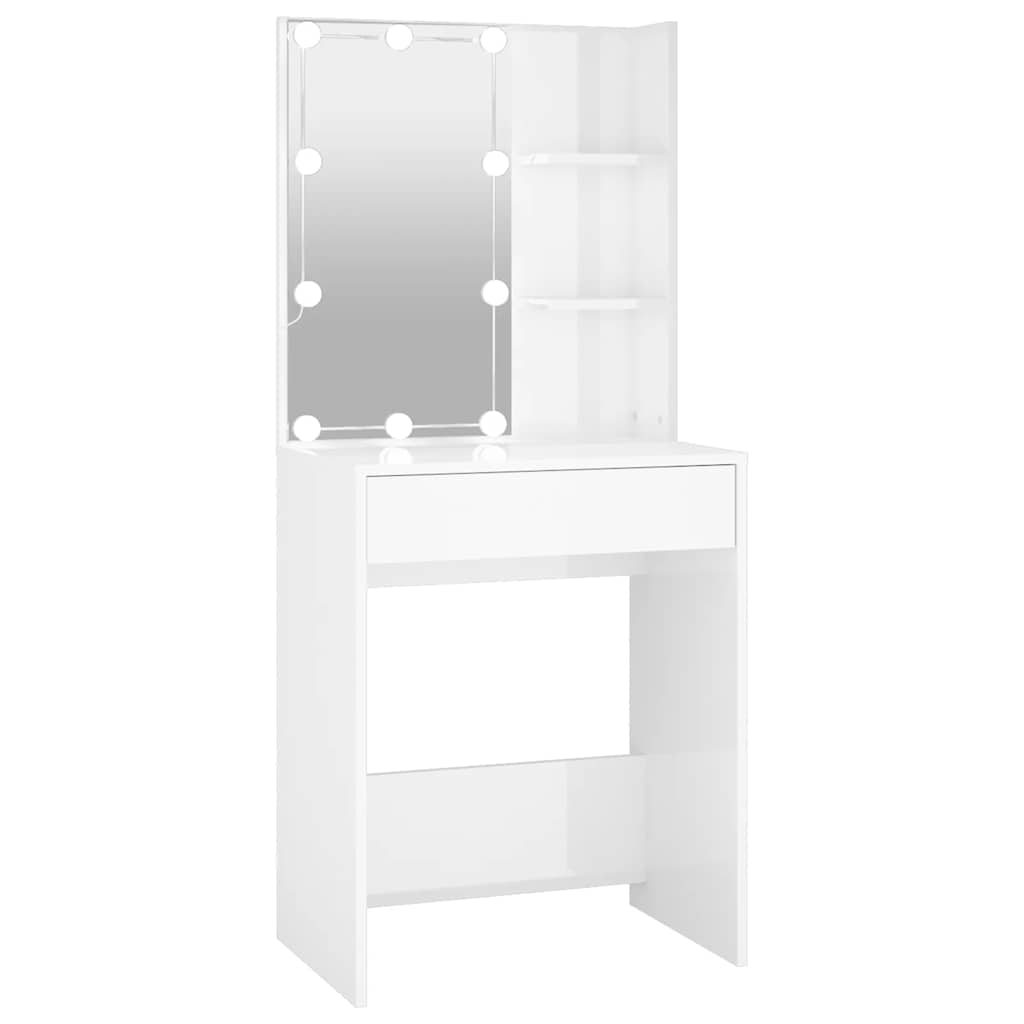 Μπουντουάρ με LED Γυαλιστερό Λευκό 60x40x140 εκ. - Pakobazaar