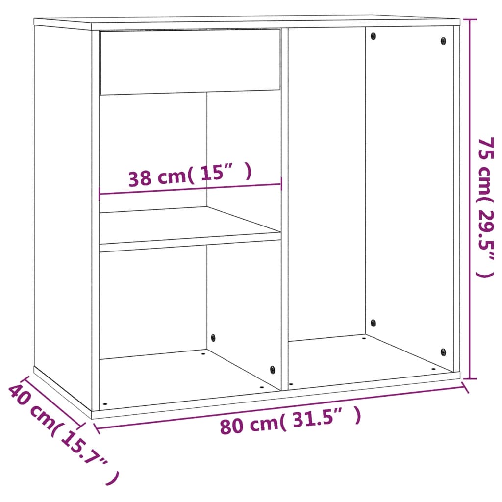 Ντουλάπι Καλλυντικών Sonoma Δρυς 80x40x75 εκ. Επεξ. ξύλο - Pakobazaar