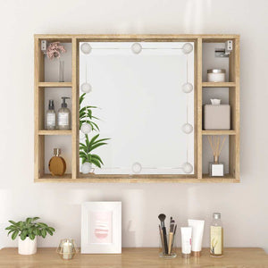 Έπιπλο Καθρέπτη με LED Sonoma Δρυς 76 x 15 x 55 εκ. - Pakobazaar