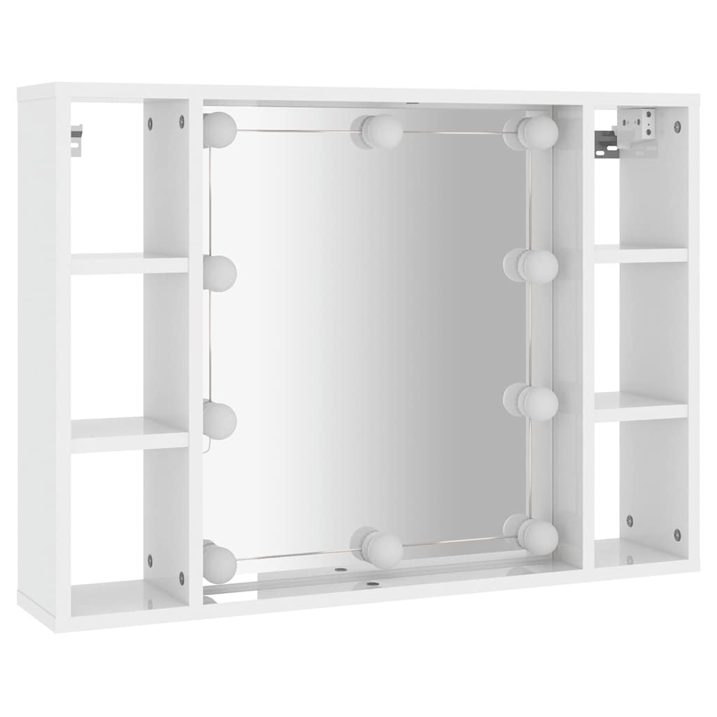 Έπιπλο Καθρέπτη με LED Γυαλιστερό Λευκό 76 x 15 x 55 εκ.