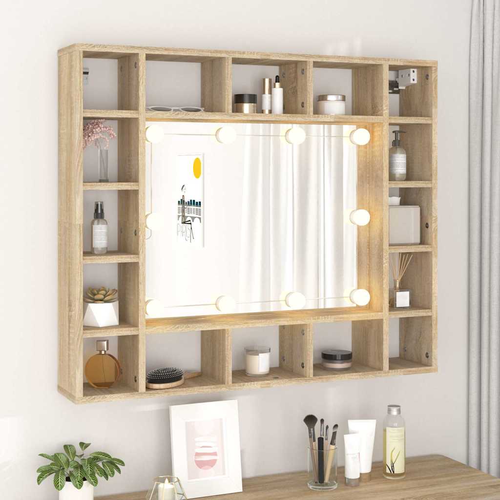 Έπιπλο Καθρέπτη με LED Sonoma Δρυς 91 x 15 x 76,5 εκ. - Pakobazaar