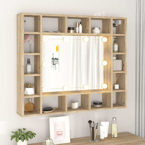 Έπιπλο Καθρέπτη με LED Sonoma Δρυς 91 x 15 x 76,5 εκ. - Pakobazaar