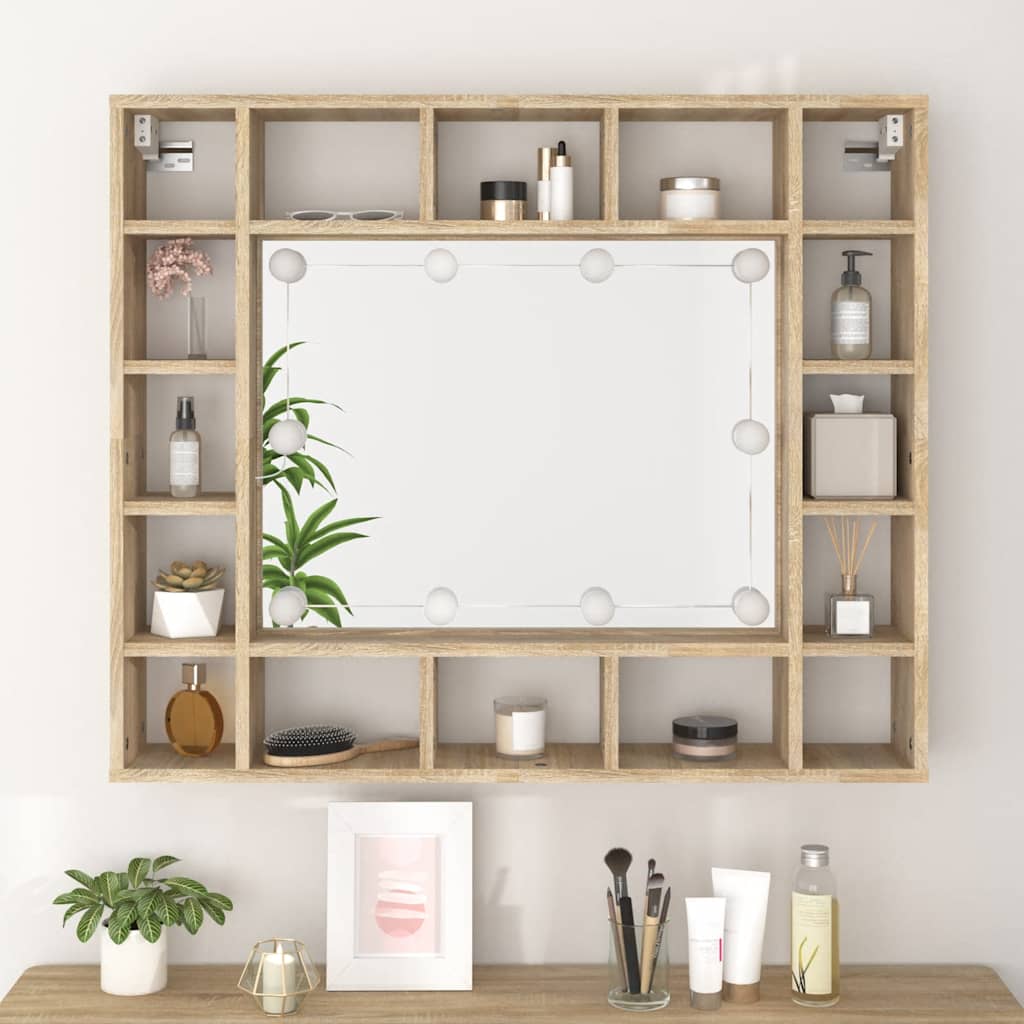 Έπιπλο Καθρέπτη με LED Sonoma Δρυς 91 x 15 x 76,5 εκ. - Pakobazaar