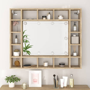 Έπιπλο Καθρέπτη με LED Sonoma Δρυς 91 x 15 x 76,5 εκ. - Pakobazaar