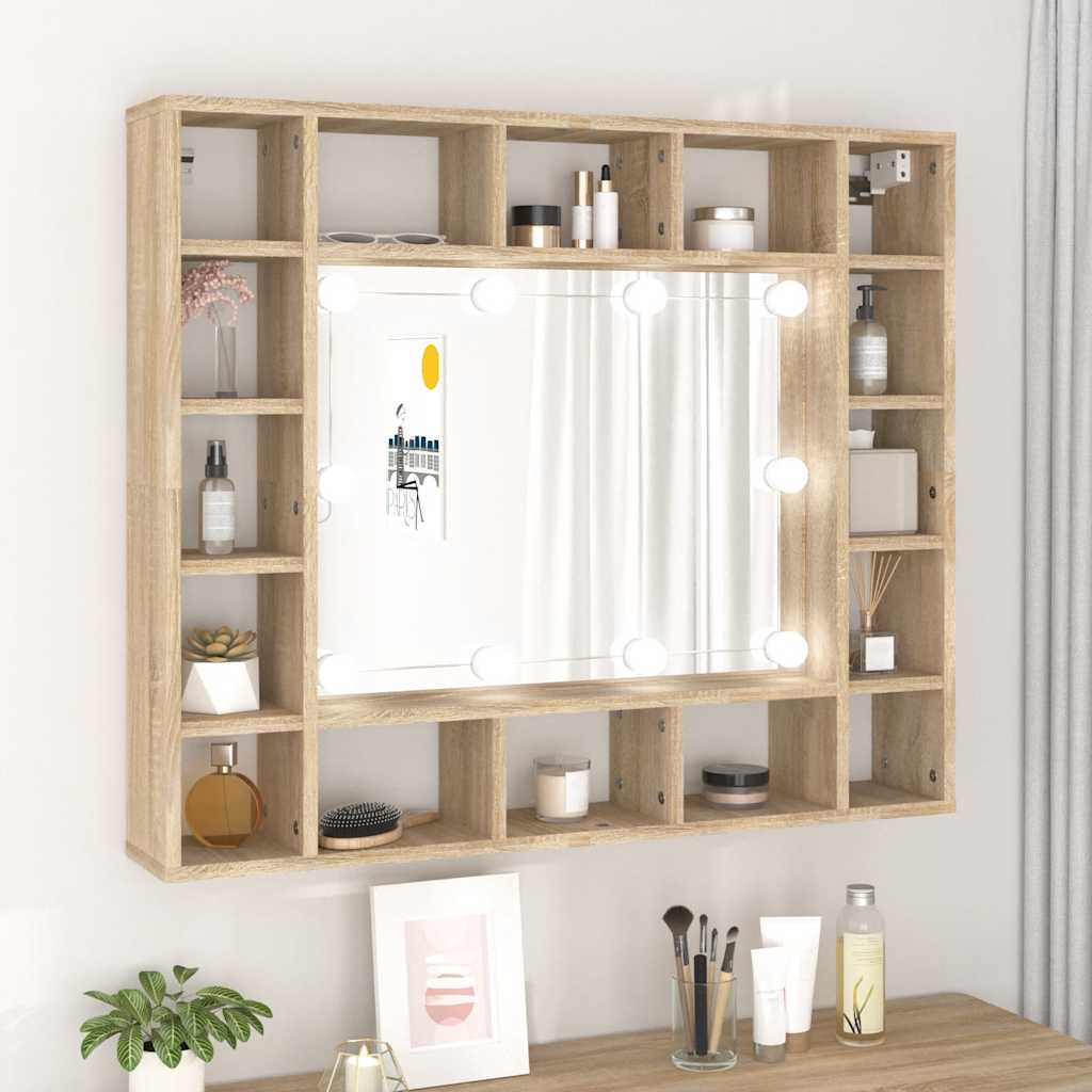 Έπιπλο Καθρέπτη με LED Sonoma Δρυς 91 x 15 x 76,5 εκ. - Pakobazaar