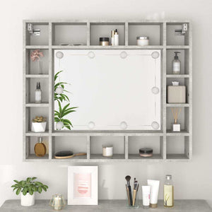 Έπιπλο Καθρέπτη με LED Γκρι Σκυροδέματος 91x15x76,5 εκ. - Pakobazaar