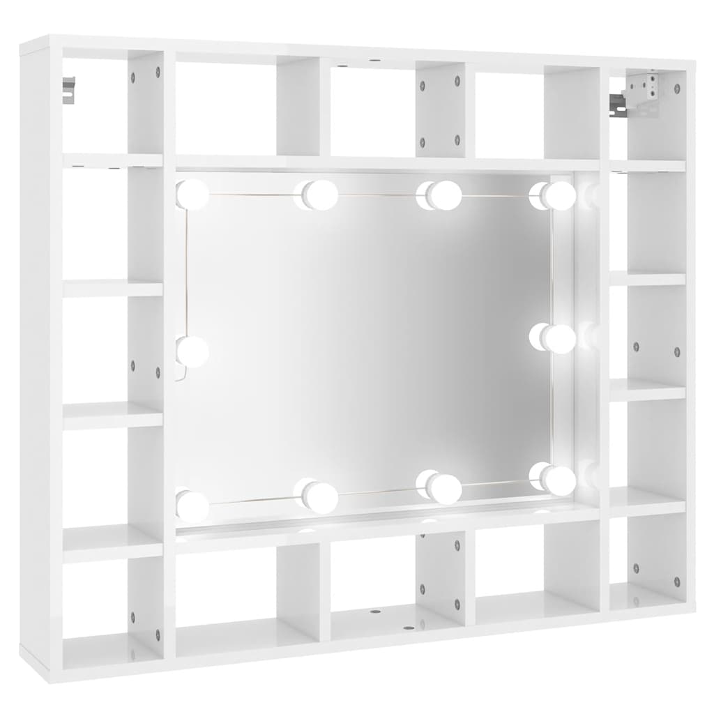 Έπιπλο Καθρέπτη με LED Γυαλιστερό Λευκό 91x15x76,5 εκ. - Pakobazaar