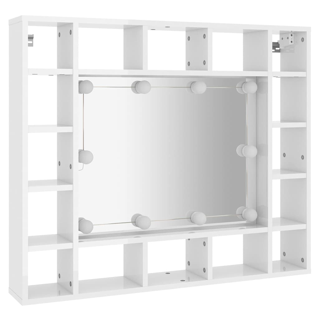 Έπιπλο Καθρέπτη με LED Γυαλιστερό Λευκό 91x15x76,5 εκ. - Pakobazaar