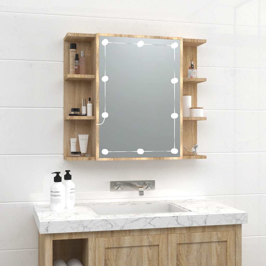 Έπιπλο Καθρέπτη με LED Sonoma Δρυς 70 x 16,5 x 60 εκ. - Pakobazaar