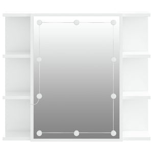 Έπιπλο Καθρέπτη με LED Γυαλιστερό Λευκό 70 x 16,5 x 60 εκ. - Pakobazaar