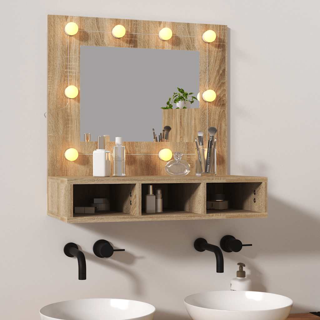 Έπιπλο Καθρέπτη με LED Sonoma Δρυς 60 x 31,5 x 62 εκ. - Pakobazaar