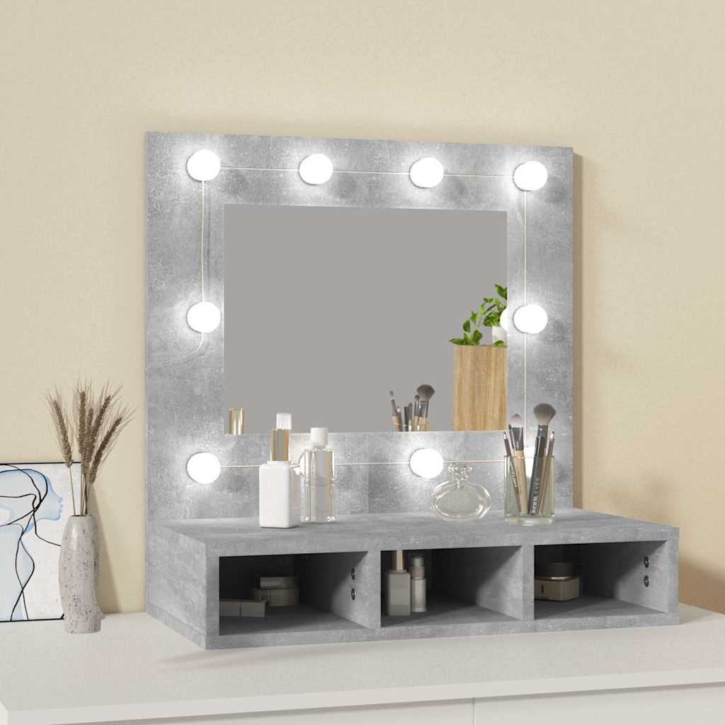 Έπιπλο Καθρέπτη με LED Γκρι Σκυροδέματος 60x31,5x62 εκ. - Pakobazaar