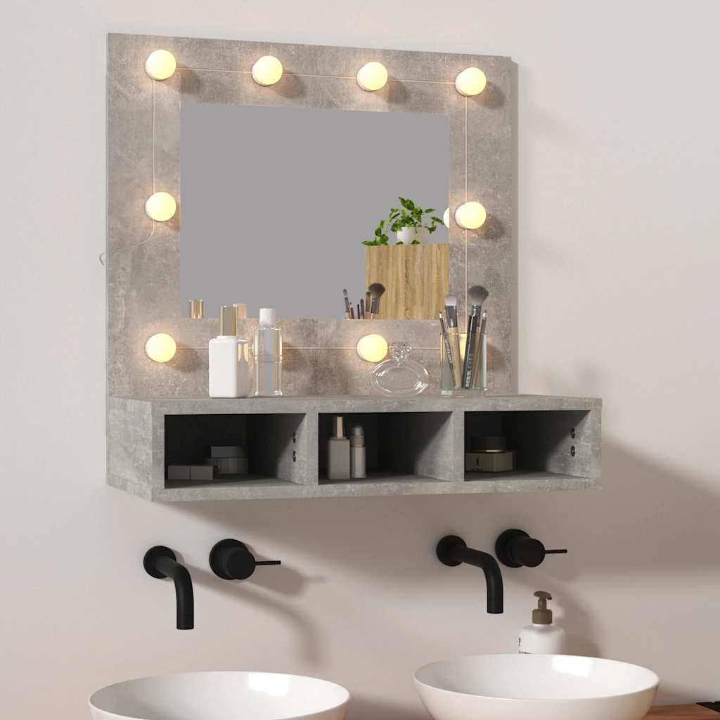 Έπιπλο Καθρέπτη με LED Γκρι Σκυροδέματος 60x31,5x62 εκ. - Pakobazaar