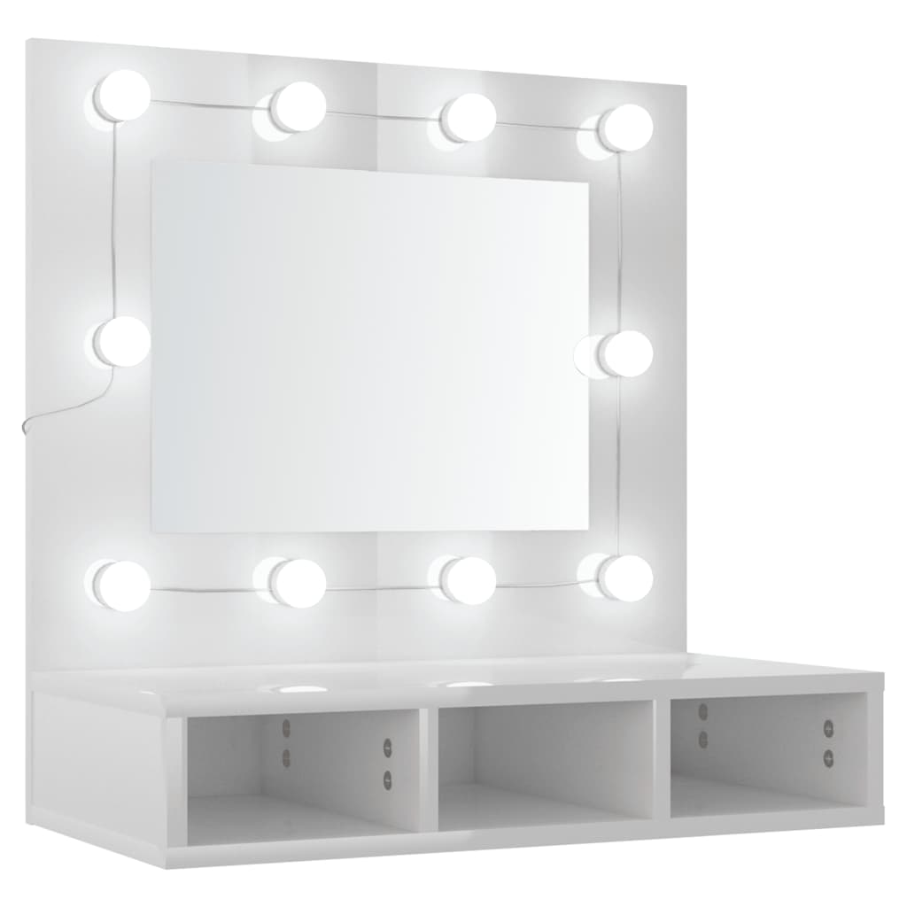 Έπιπλο Καθρέπτη με LED Γυαλιστερό Λευκό 60x31,5x62 εκ. - Pakobazaar