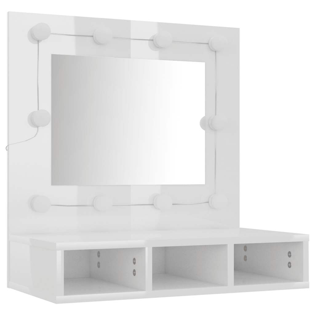 Έπιπλο Καθρέπτη με LED Γυαλιστερό Λευκό 60x31,5x62 εκ. - Pakobazaar