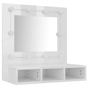 Έπιπλο Καθρέπτη με LED Γυαλιστερό Λευκό 60x31,5x62 εκ. - Pakobazaar