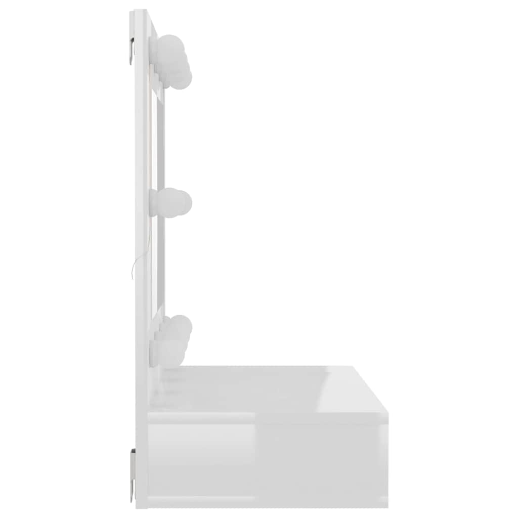 Έπιπλο Καθρέπτη με LED Γυαλιστερό Λευκό 60x31,5x62 εκ. - Pakobazaar