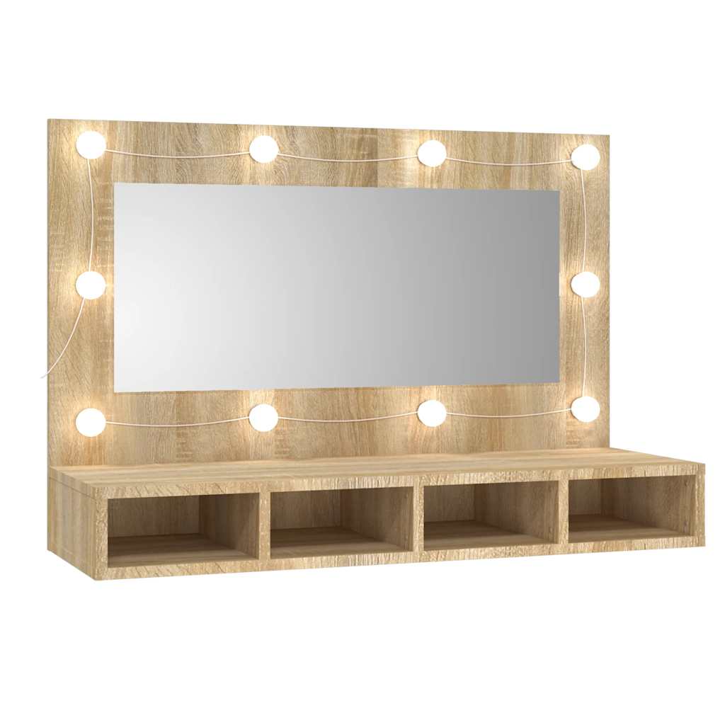Έπιπλο Καθρέπτη με LED Sonoma Δρυς 90x31,5x62 εκ. - Pakobazaar