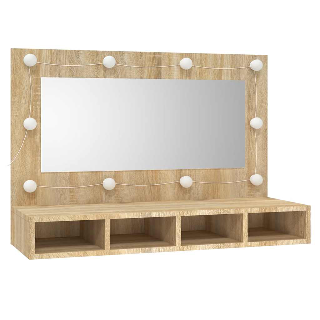 Έπιπλο Καθρέπτη με LED Sonoma Δρυς 90x31,5x62 εκ. - Pakobazaar