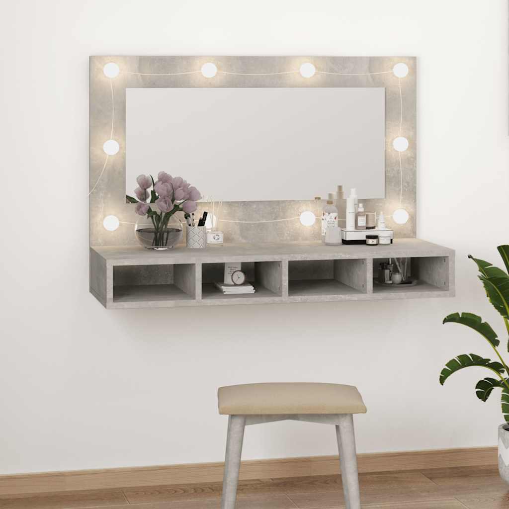 Έπιπλο Καθρέπτη με LED Γκρι Σκυροδέματος 90x31,5x62 εκ. - Pakobazaar