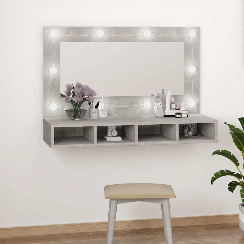 Έπιπλο Καθρέπτη με LED Γκρι Σκυροδέματος 90x31,5x62 εκ. - Pakobazaar