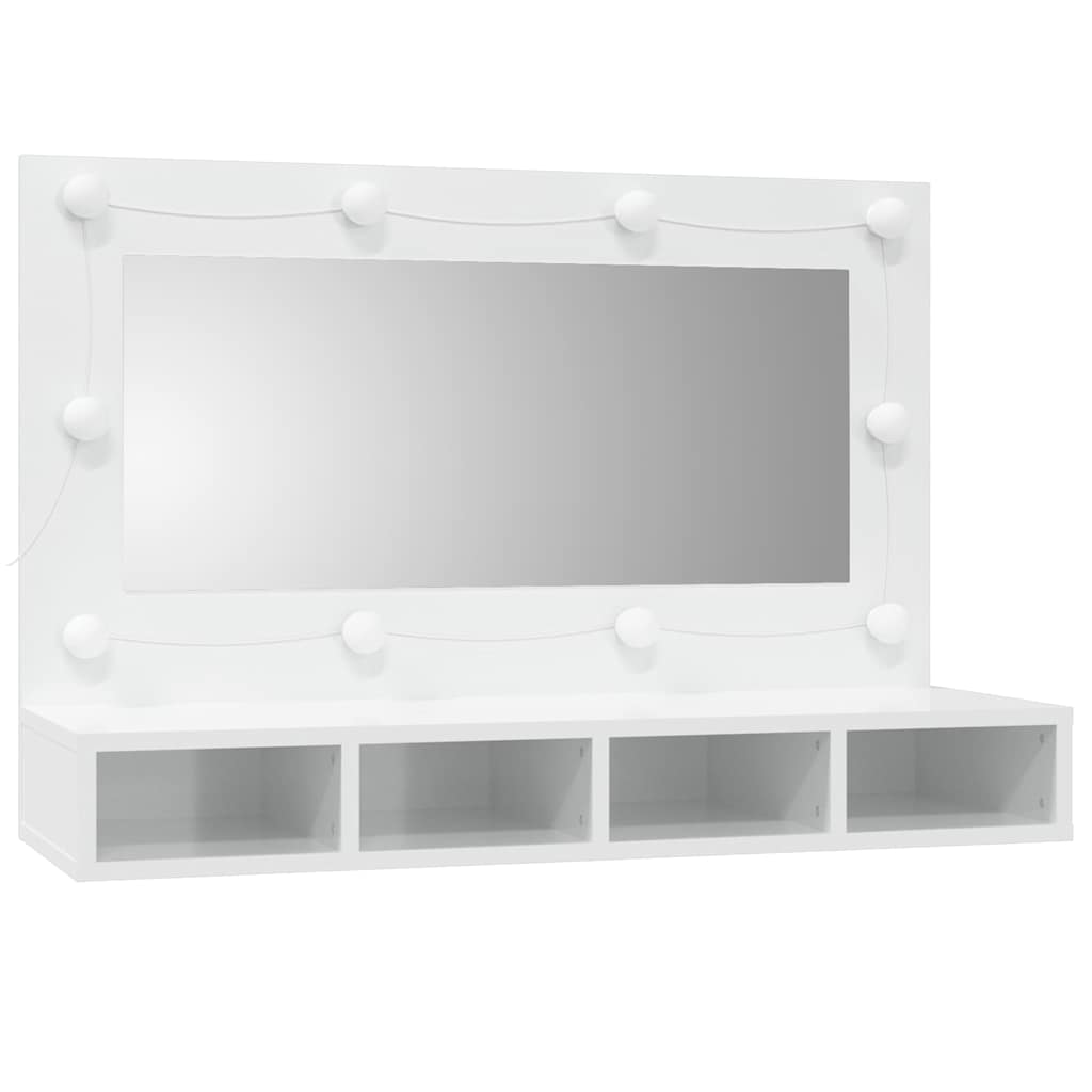 Έπιπλο Καθρέπτη με LED Γυαλιστερό Λευκό 90 x 31,5 x 62 εκ. - Pakobazaar
