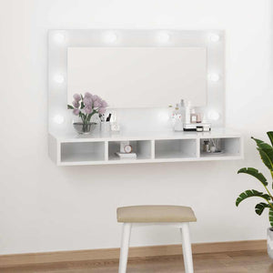 Έπιπλο Καθρέπτη με LED Γυαλιστερό Λευκό 90 x 31,5 x 62 εκ. - Pakobazaar