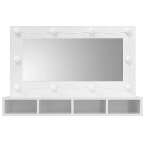 Έπιπλο Καθρέπτη με LED Γυαλιστερό Λευκό 90 x 31,5 x 62 εκ. - Pakobazaar