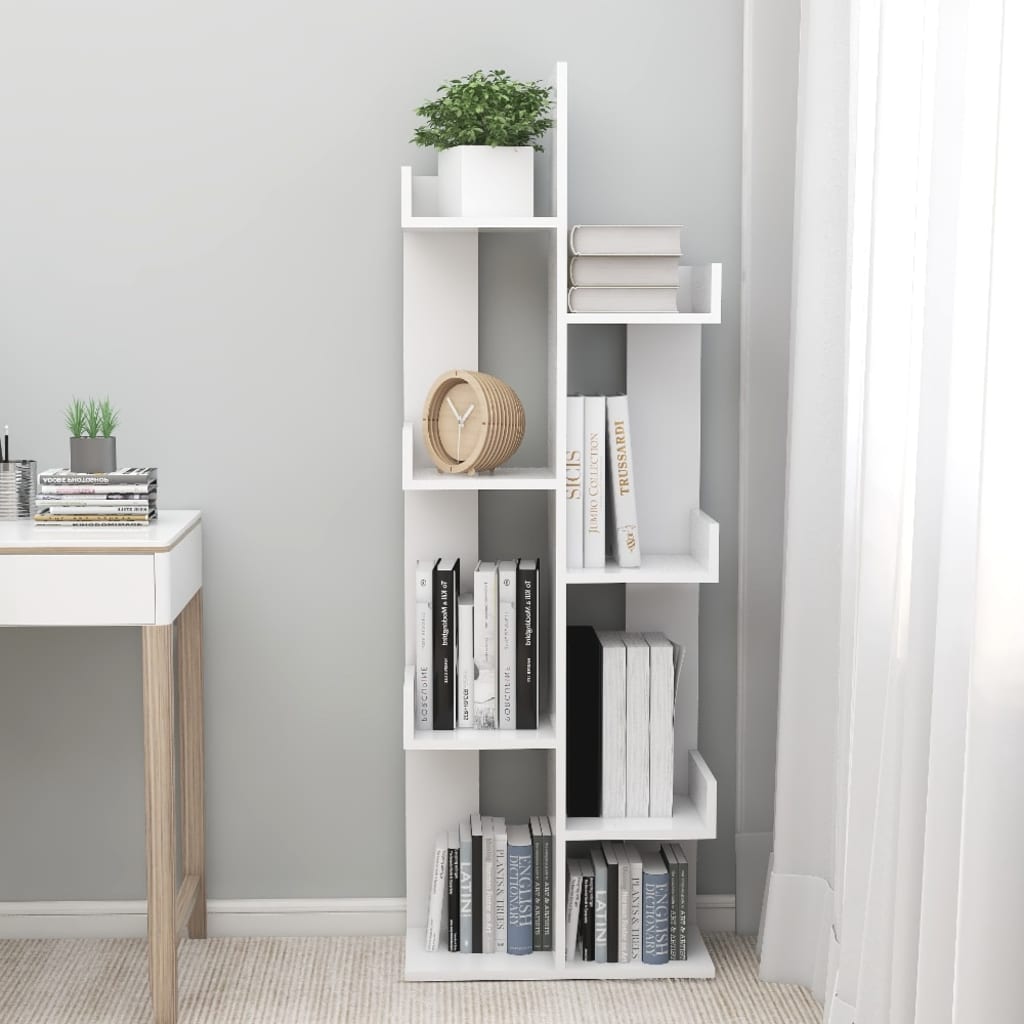 Βιβλιοθήκη Λευκή 48 x 25,5 x 140 εκ. από Επεξ. Ξύλο - Pakobazaar