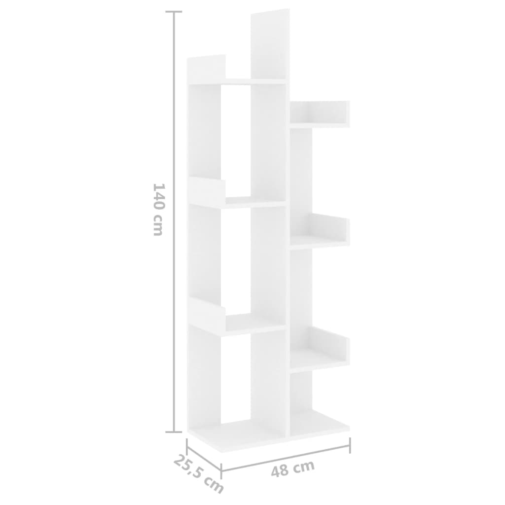 Βιβλιοθήκη Λευκή 48 x 25,5 x 140 εκ. από Επεξ. Ξύλο - Pakobazaar