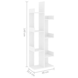 Βιβλιοθήκη Λευκή 48 x 25,5 x 140 εκ. από Επεξ. Ξύλο - Pakobazaar