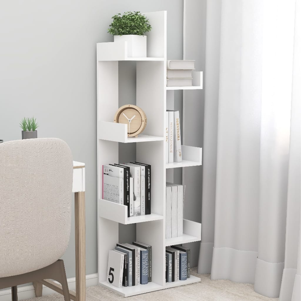 Βιβλιοθήκη Λευκή 48 x 25,5 x 140 εκ. από Επεξ. Ξύλο - Pakobazaar
